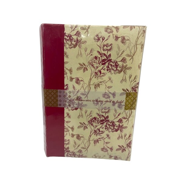 Floral Photo Album With Burgundy Accent Slip-In Pages By Connoisseur Frames 96a - Picture 1 of 13